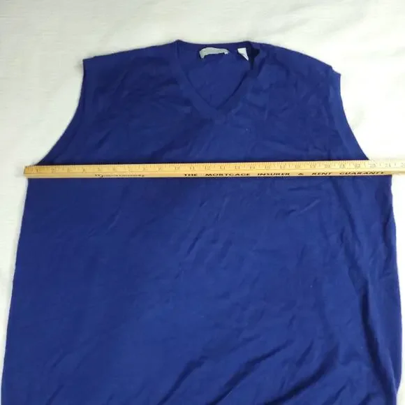 Williams & Kent Sweater Mens XL Blue 100% Cashmere V Neck Sleevless Preppy Work - Picture 4 of 11